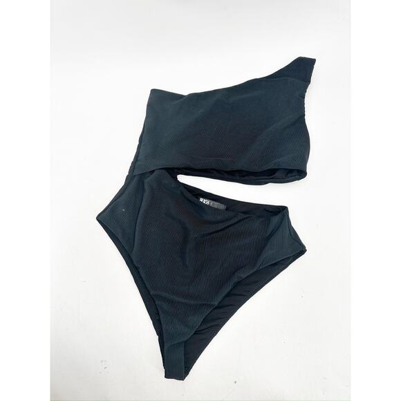 Beach Riot Celine Black Cutout One-Shoulder One-Piece Swimsuit Size Medium - Picture 2 of 4